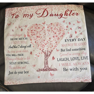 9530 To My Daughter Pillow Covering White Pink Tree Of Love 18x18, Great Gifts