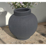 13119 THRESHOLD UNGLAZED BLACK ART POTTERY VASE - Spherical in Shape New
