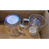13069 2 Piece Glass Mugs- Clear Iridescent - 3.82”H x 4.49”W - NEW Handle Design