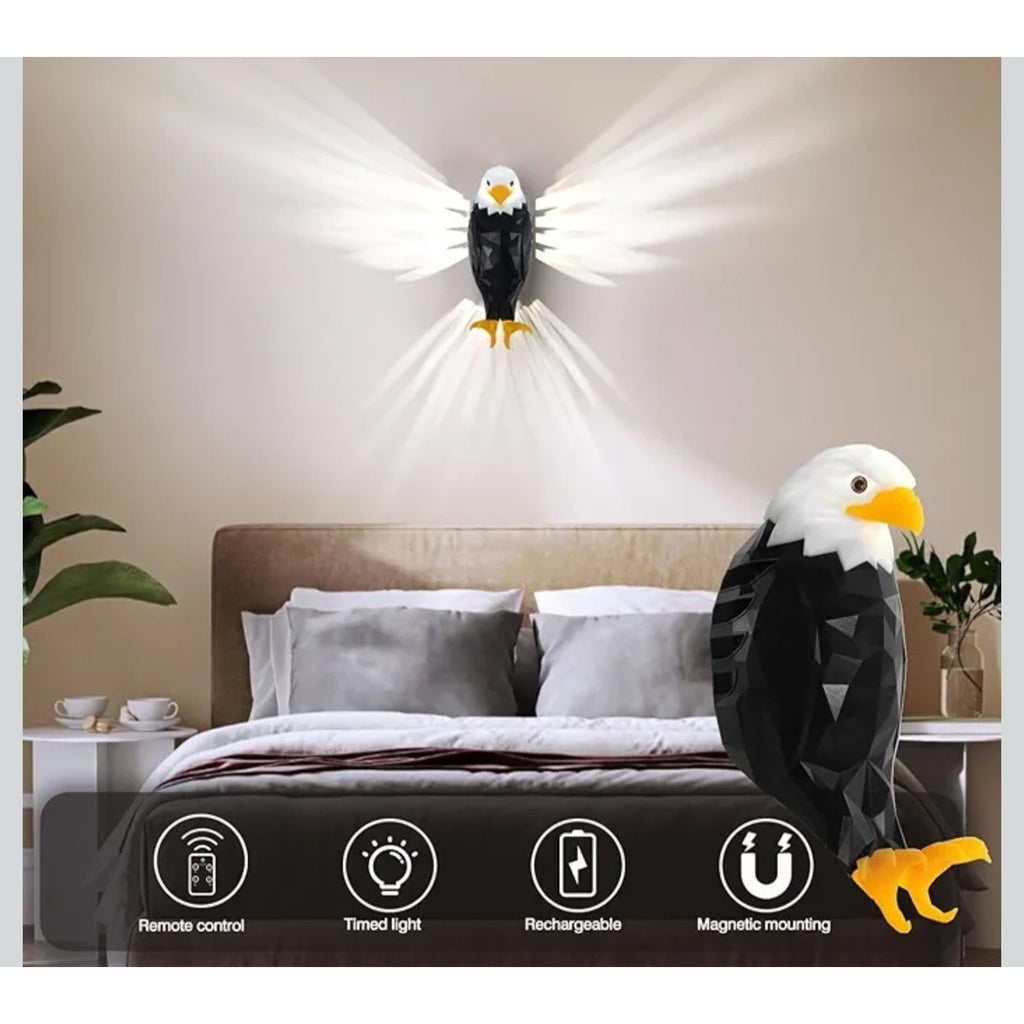 13056 BK168 Bald Eagle LED Wall Sconce Remote Control Battery Black Wall Mounted