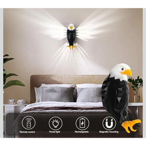 13056 BK168 Bald Eagle LED Wall Sconce Remote Control Battery Black Wall Mounted