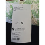 13002 Green & White Table Runner 100% Cotton 14" x 72" Machine Wash New