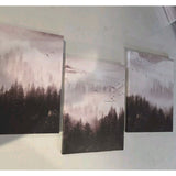 6735 3 Piece Art Canvas Framed Fo4ggy Hill W/Seagulls Landscape Art Hang Ready