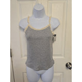 13080 Youth Girls XL 14 Gray/cream Waffle Knit Short Sleeve Tank Top NWT adult