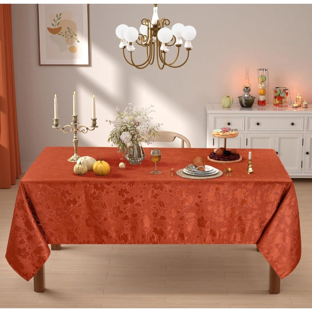 11061 Rectangle table cloth 102 x 60 Rust color with harvest leaves. New in bag