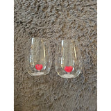 13071 NEW 2pk Romantic Red Heart Valentine's Day Wine Tumbler Drinking Glass