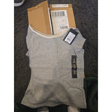 13080 Youth Girls XL 14 Gray/cream Waffle Knit Short Sleeve Tank Top NWT adult