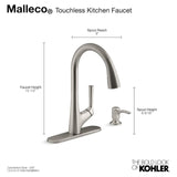 A111 Kohler R77748-SD-VS Malleco Touchless Kitchen Sink Faucet & SOAP Stainless