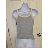 13080 Youth Girls XL 14 Gray/cream Waffle Knit Short Sleeve Tank Top NWT adult