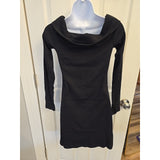 13019 Wild Fable Black Knit Off the Shoulder Button Front Bodycon Mini Dress Size Medium