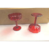 13102 Set Of 2 Clear Red Champaine Coupe Glasses Sherbert, Dessert Long Stem New