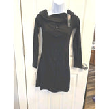 13019 Wild Fable Black Knit Off the Shoulder Button Front Bodycon Mini Dress Size Medium