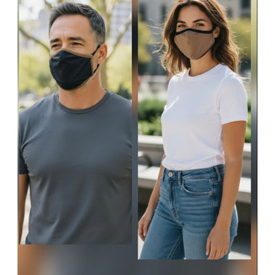 12600 COTTON FACE MASKS WASHABLE Black & Brown Adjustable 20 Piece ( 10- 2pack)