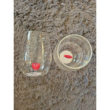 13071 NEW 2pk Romantic Red Heart Valentine's Day Wine Tumbler Drinking Glass