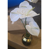 13065 Tabletop Arrangement Gold Vase With Beautiful White Lilly artificial New