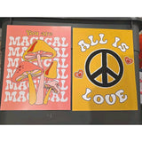 L & O Goods Hippy Mushroom FUN ART PRINTS DECOR SET OF 4 UNFRAMED- NEW 8 X 10