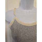 13080 Youth Girls XL 14 Gray/cream Waffle Knit Short Sleeve Tank Top NWT adult