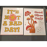 L & O Goods Hippy Mushroom FUN ART PRINTS DECOR SET OF 4 UNFRAMED- NEW 8 X 10