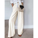 13096 Women Cotton Linen Pants Solid Wide Leg Casual Loose Pants Size 2x White