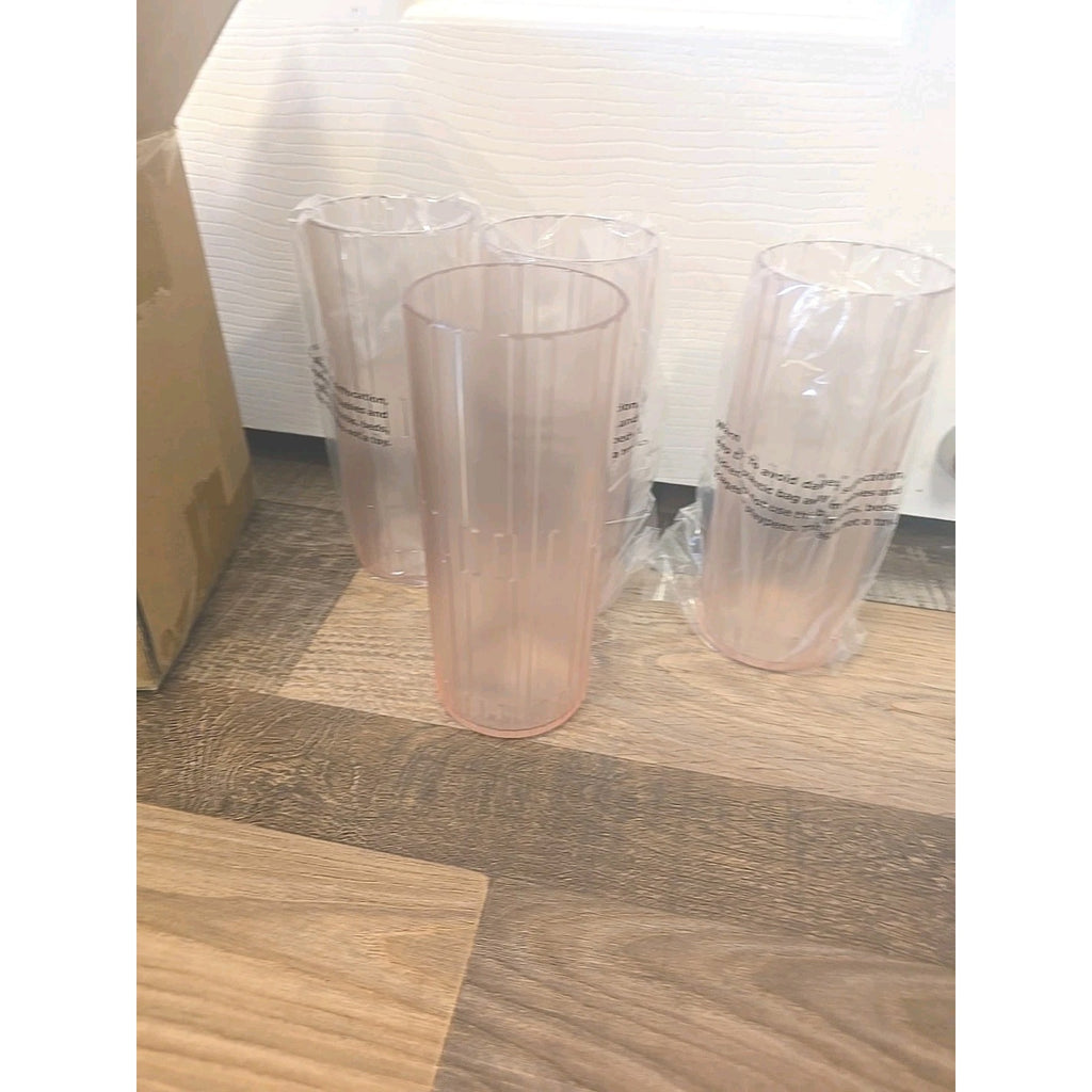 13052 4 pack-Hearth And Hand Embossed Textured Plastic Tumbler , Coral 16.6 oz