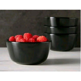 13087 4pk Threshold Stoneware Mini 8oz Snack Bowls AVESTA Modern Round Black