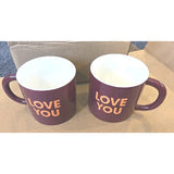 13079 Room Essentials Mugs, Adorable “Love You” Fuchsia Mugs Set Of 2 New