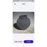 13119 THRESHOLD UNGLAZED BLACK ART POTTERY VASE - Spherical in Shape New