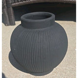 13119 THRESHOLD UNGLAZED BLACK ART POTTERY VASE - Spherical in Shape New