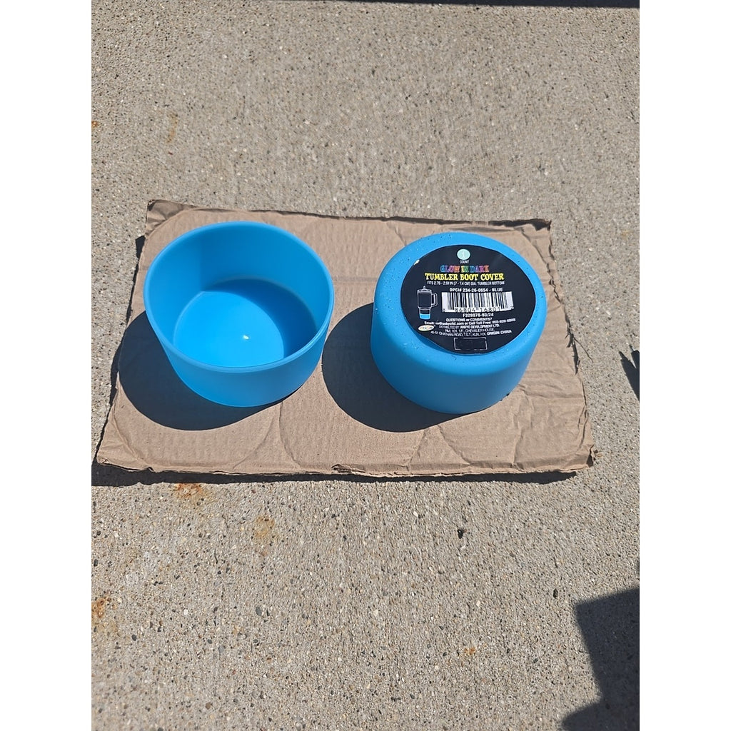 13108 Bullseye GLOW IN THE DARK Turquoise Silicone Boot Cover Tumbler Topper